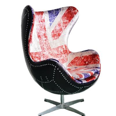 China Union Jack Retro Modular Classic Brown Vintage Cat Aviator Cat Aviator Leather Egg Chair for sale