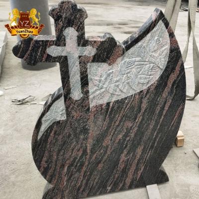 China Modern Poland Style Granite Granite Slab Straight Wave Headstone Red Granite Headstone for sale