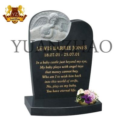 China Modern Memorial Angle Granite Tombstone Post Russia Style Shanxi Black Granite Headstone for sale