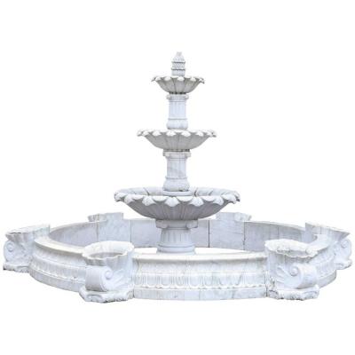 China Modern Large Carved Modern Residential Outdoor White Stone Marble Angel Water Fountain for sale