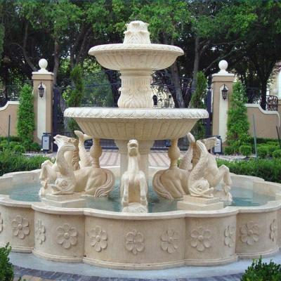 China Outdoor Decoration Garden Marble Large Size Outdoor Water Fountain For Sale The Marble Horse Fountain for sale