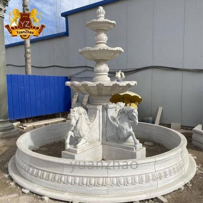 China Modern outdoor decoration large size white cast iron garden granite marble stone water fountains with statues for sale for sale