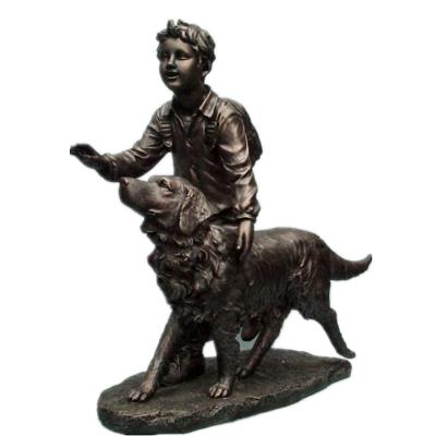 China Modern Bronze Girl And Dog Statues For Decoration Hot Sale for sale