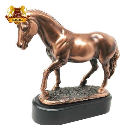 China Europe Hand Cast Brass Polished Stance Horse Decoration Art Bronze Horse Animal Statue for sale