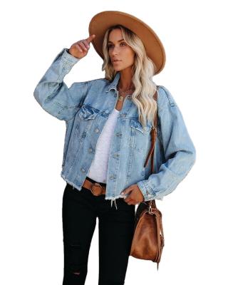 China 2021 Breathable Borders Autumn and Winter Street Hippie Casual Women's Jacket Short Loose Denim Coat for sale