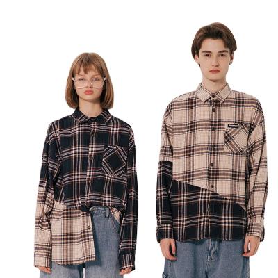 China Breathable Plaid Quilting Couples Loose Autumn Long-sleeved Shirt Japanese And Korean Trend 2021 New for sale