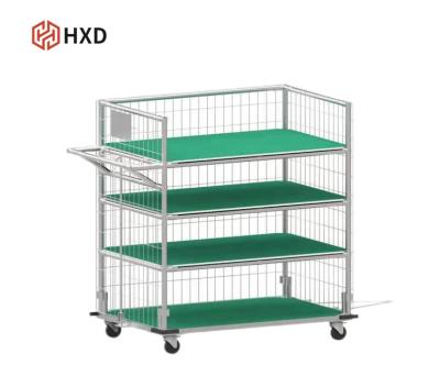 China energy & 201/304 Stainless Steel Material Transport Extraction In Workshop Folding Pull Flatbed Carts Handling Trolley for sale