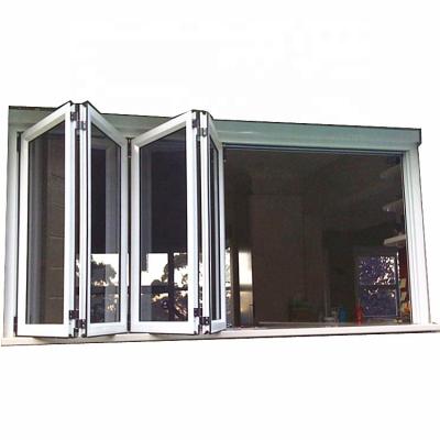 China Folding Screen Windows High Quality Horizontal Bifold Folding Aluminum Glass Window for sale