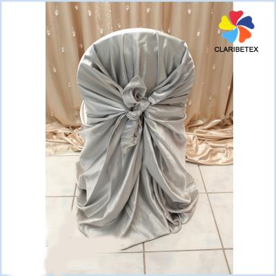 China Universal Plain Satin Polyester Banquet Chair Cover Wedding Self Link Arm Folding Chair Cover Bag for sale