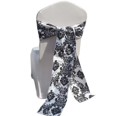 China Durable Printed Satin Chair Sash Bow Tie For Wedding Banquet for sale