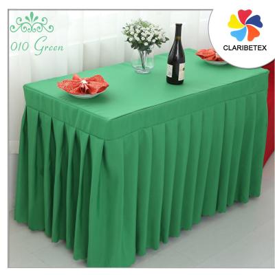 China DECORATION tablecloth 100% polyester rectangular green wedding table skirt for sale