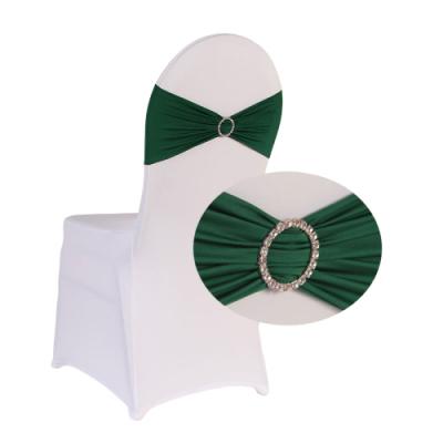 China Cheap Forest Green Disposable Wedding Lycra Diamond Buckle Chair Band for sale