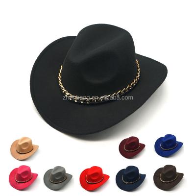 China Character Print Logo Custom Cheap China Wide Brim Wool Felt Tough Cowboy Hat for sale