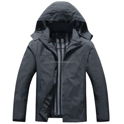 China Plus Size Waterproof Men's Jackets Rain Jacket Ski Jacket With Removable Hood Striped Fleece And Water Repellent Heating Customization for sale