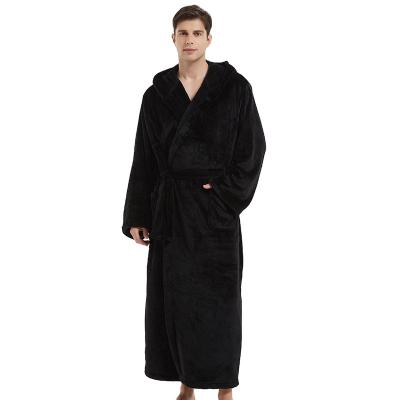 China Personalized QUICK DRY Terry Bathrobes For Men Black Custom Plush Embroidered Robe With Hood for sale