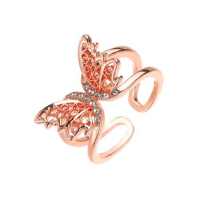 China Mia 2021 CLASSIC Top Fashion Most Popular Jewelry Retro Hollow Butterfly Ring Women Led Ring Light for sale