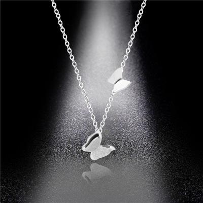 China Mia 2021 CLASSIC Top Fashion Jewelry High Quality Double Silver Butterfly Necklace for sale