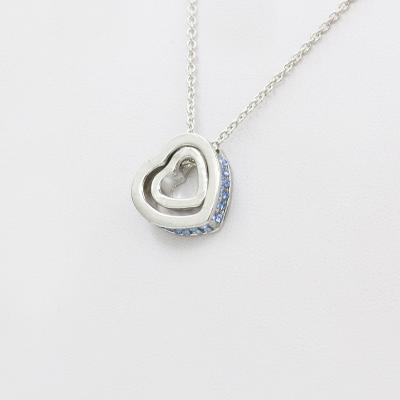 China New Arrival 2021 MIA Heart Shape Double Concentric Heart Diamond Pendant Necklace Custom Factory Wholesale for sale