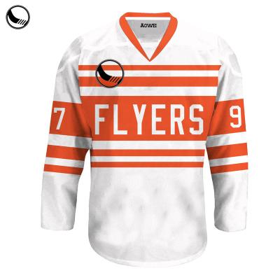 China Shirts & Custom Kids Ice Hockey Tops Orange Jersey for sale