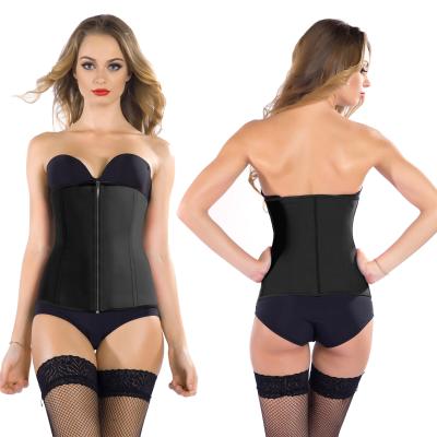 China Vedo's Custom Made Women Workout Slimming Breathable Dropshipping Logo Corsets Hangs Latex Waist Trainer Shapewear With Zipper for sale