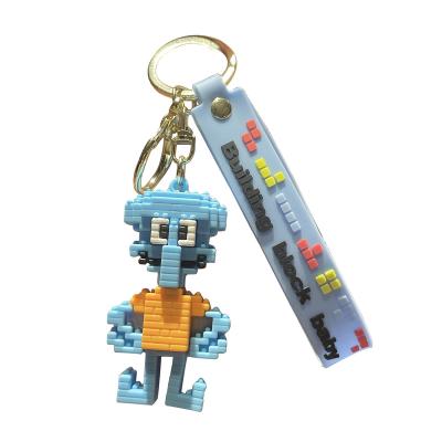 China 2021 Creative Key Chain Small Cute Pendant Series Cute Baby Building Block Cartoon School Bag Ornament Car Chain Ring for sale