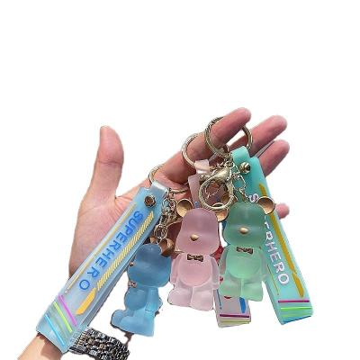 China New Fashionable Cute Violent Pendant Key Chain Key Ring Translucent Bear Bow Tie Car Key Chain School Bag Ornaments Small Gifts Wholesale for sale