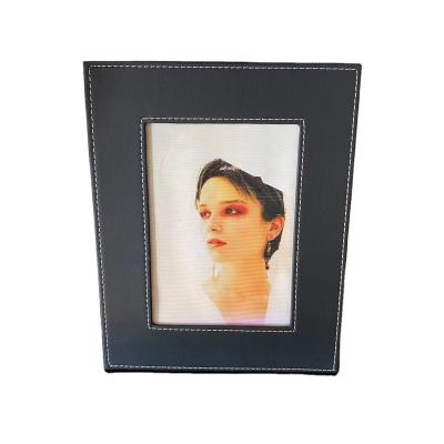 China PU leather+wood embryo+non-woven lining customizable designed wooden embryo ornament photo non-woven liner rectangular desktop frame for sale