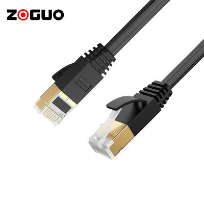 China Bandwidth up to 2000MHz Speed ​​Up Ethernet Cable 48Gbps Patch Cord Cable High Quality Gold Plated Flat Plug Network CAT7 Cable for sale