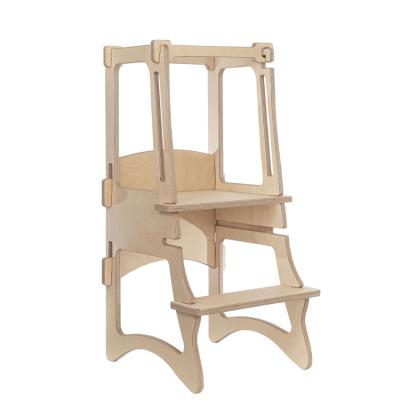 China Height Adjustable Height(Height)Kids Kitchen Helper Tower Wooden Step Stool With Safety Rails Toddler Learning Furniture for sale