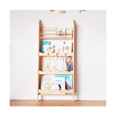 China Modern Kindergarten Bookshelf Furniture Wooden Desk Shelf Kids Hanging Book Rack for sale