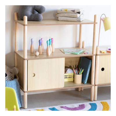 China Nordic wooden children's storage organizer books toys bookshelf baby toy cabinet kid's room cabinet for sale