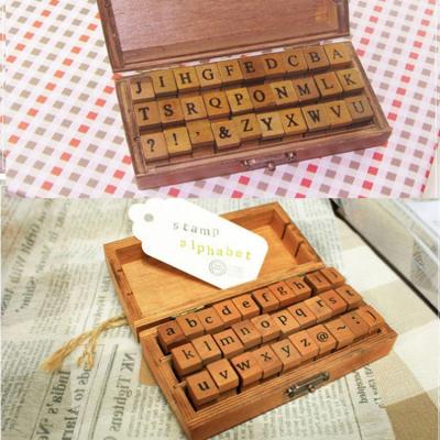 China Funny Educational Toy 30 Pcs Number And Wooden Alphabet Letter Stamp Rubber Stamps Custom for sale