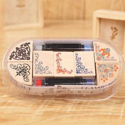 China Educational Eco-Friendly Material Funny Toy Wooden Rubber Stamps Toy Wooden Crafts Children Kid Set for sale