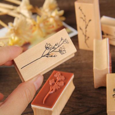 China Funny Toy Vintage Plant Tree Wooden Educational Rubber Stamps Set Diy For Card Making Scrapbooking for sale