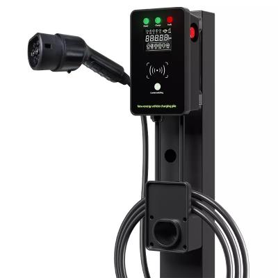 China Type 2 portable EV charger pile  wallbox 7kw commercial ev fast charging station with  connector accessories Connector: 240mm*51mm*98mm Control box: 225mm*7 for sale