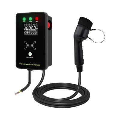 China adjustable AC European Standard 7Kw home portable ev charger type 2  electric car charger wall box ev charger 22kw Connector: 240mm*51mm*98mm Control box: 225mm*7 for sale