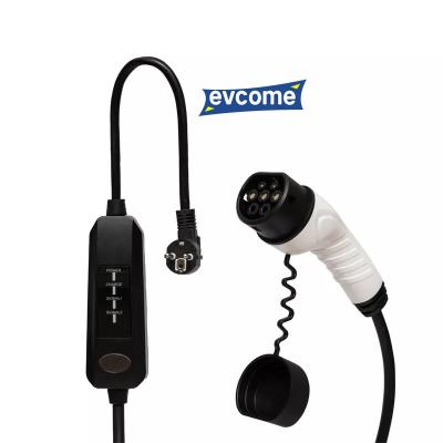 China Level 2 Ac Electric Vehicle Car Charger 16A 32A Evse Portable EV Charger 7kw 11kw 22kw Type 2 with ev connector Connector: 240mm*51mm*98mm Control box: 225mm*7 for sale