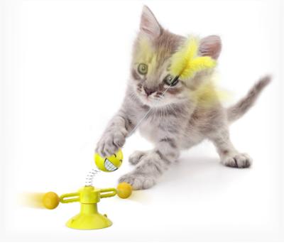 China Viable Popular Funny Toy of Cat Stick Plastic Interactive Pet Toy Good Quality Turntable Cat for sale