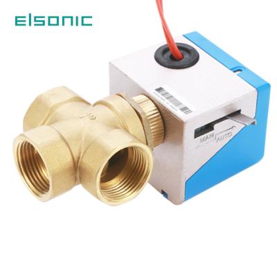 China HVAC dn20 general system brass fan coil unit with water diverter 3 way electric control motorized zone valve for sale