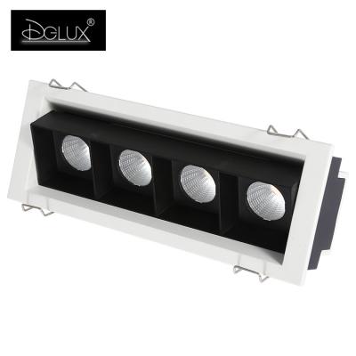 China Anti-glare Aluminum Body / DGLUX Integrated Design Down Lamp Hotel Mall COB 20w LED Aluminum Grill Light Adjustable Recessed for sale