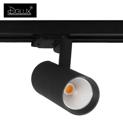 China Aluminum Indoor Body / Mall Hall Aluminum COB 10 Anti-glare / Good Heat Dissipation DGLUX 20 30 40 50 Watt Led Track Light Easy Installation for sale