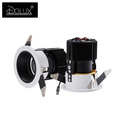 China High DGLUX 2022 Black Anti-Glare Aluminum Round Anti-Glare / Die-Cast Mini Cob Recessed Indoor Focus 20W 25W Ceiling LED Spot Lights for sale