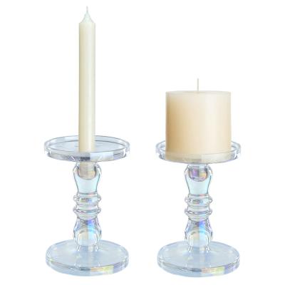 China Home Decoration Diamond Star Glass Candle Stick Holder for Wedding Home decoration for sale