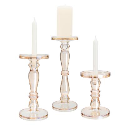 China Home Decoration Diamond Star 2022 trending luxury abstract glass coloured candle sticks holders for sale