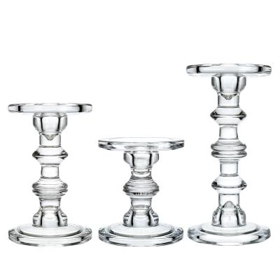 China Home Decoration Diamond Star Crystal Candle Holder Wedding Home Decor Glass Decorative Taper Candle Holder Gift Set Of 3 for sale