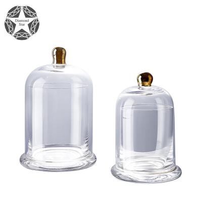 China Stocked Diamond Star Wholesale Dome Cloche Clear Glass Jar For Table Decoration for sale