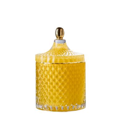 China Stocked Diamond Star Wholesale Creative Ornament Home Decoration Morandi Colorful Glass Jars With Lid for sale