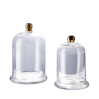 China Stocked Diamond Star Wholesale Custom Decorative Storage Jar Dome Cloche Clear Glass Jar for sale