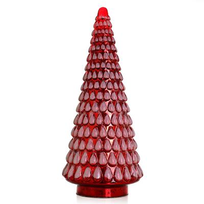 China Glass Diamond Star Hot Sale Xmas Ornaments Tree Red Snowflake Christmas Tree Glass Party Tree Christmas Decorations for sale