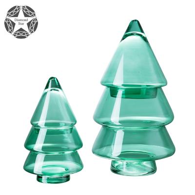 China Glass Diamond Star Custom Ornaments Glass Xmas Jar Decor Glass Christmas Tree Jars for decoration for sale